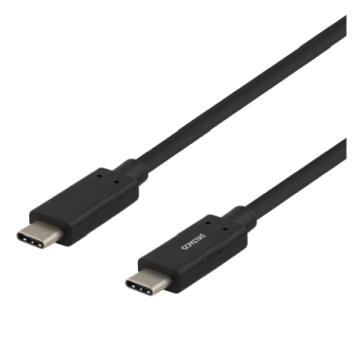USB-C 3.1-kabel Gen2 Typ C ha till C ha, 60W, 2 meter, Deltaco - Svart