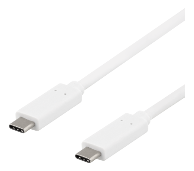 USB-C-kabel Deltaco, USB 3.1 Gen 2, 10 Gbps, 60W, 2 meter - Vit