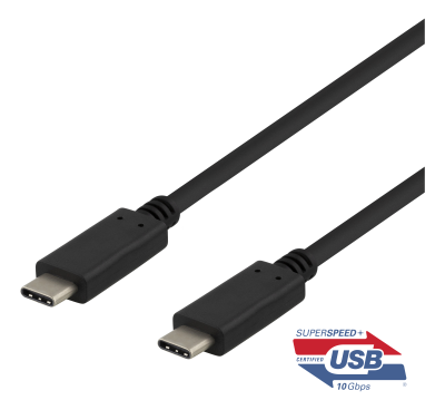 USB-C 3.1-kabel Gen2 Typ C ha till C ha, 0,5 meter, 100W PD, Deltaco - Svart#1