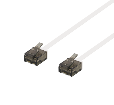 Nätverkskabel oskärmad Cat6a, flat, 1mm tjock, 5 meter - Vit