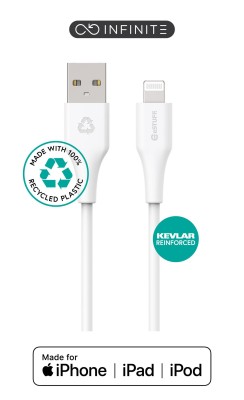 USB-kabel eSTUFF INFINITE Super Soft USB-A till Lightning, MFI, Recycled, 1 meter - Vit