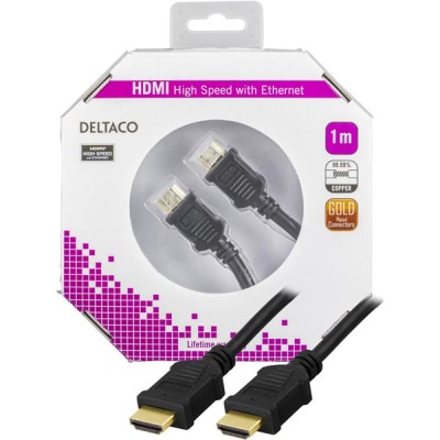HDMI-kabel, 4K/3D, 1 meter - Svart