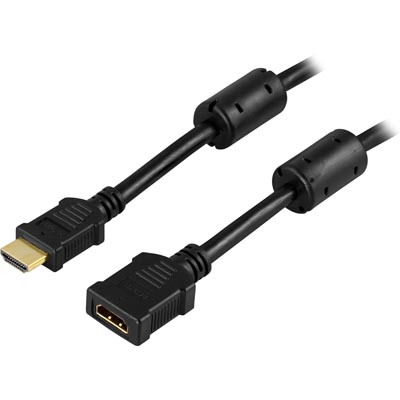 HDMI-förlängningskabel, HDMI 1.3, 1 meter - Svart