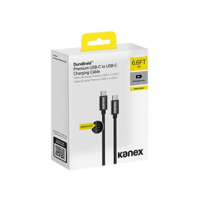 USB-C laddningskabel Kanex DuraBraid, 2 meter - Svart