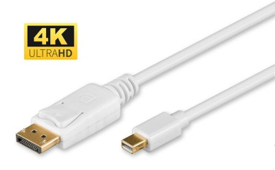 DisplayPort till Mini DisplayPort-kabel, MicroConnect, 4K@60Hz, 2 meter - Vit