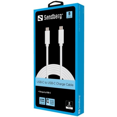 USB-C laddningskabel Sandberg, 60W, 2 meter - Vit#2