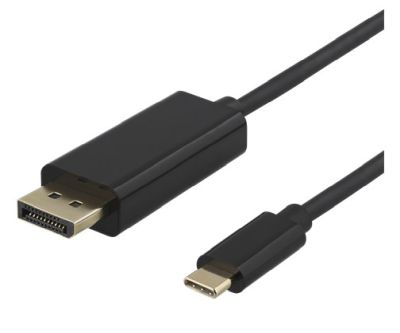 USB-C till DisplayPort-kabel DELTACO, 4K@60Hz, 3D, 1 meter - Svart