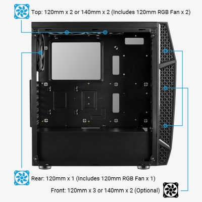 Aerocool Klaw, ATX, TG, RGB - Svart#2