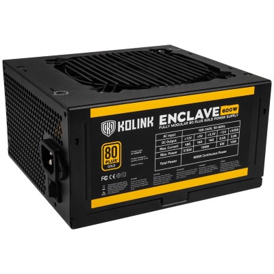 Kolink Enclave 600W, 120 mm fläkt, 80PLUS Gold, löstagbara kablar#1