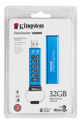32 GB Kingston DataTraveler 2000 Keypad, USB 3.1, 256-bit AES hårdvarukryptering#2