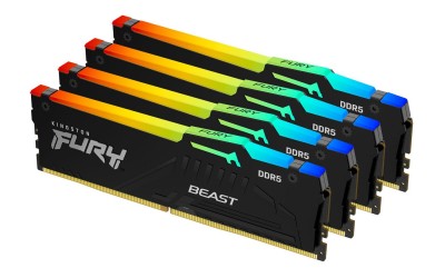 64 GB (4x16GB) DDR5-6000 Kingston FURY Beast Black RGB CL40, XMP - Svart