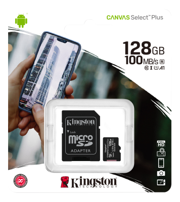 Micro Secure Digital SDXC 128 GB Kingston Canvas Select Plus, 100/85 MB/sek, Class 10, A1, UHS-I U1, inkl. SD-adapter#2