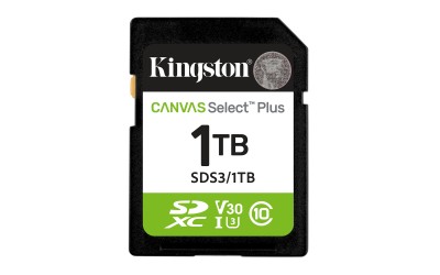 Secure Digital SDXC 1 TB Kingston Canvas Select Plus Gen3, 150 MB/sek läs, Class 10, A1, UHS-I U1
