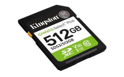 Secure Digital SDXC 512 GB Kingston Canvas Select Plus Gen3, 150 MB/sek läs, Class 10, A1, UHS-I U1#2