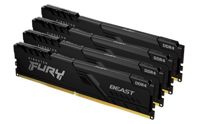 64 GB (4x16GB) DDR4-3600 Kingston FURY Beast CL18 - Svart