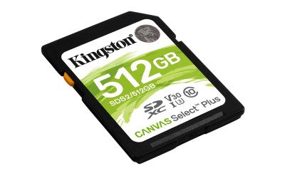 Secure Digital SDXC 512 GB Kingston Canvas Select Plus, 100/85 MB/sek, Class 10, UHS-I U1