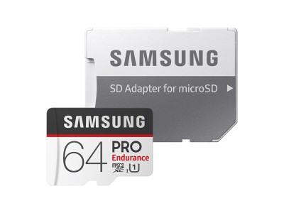 Micro Secure Digital SDXC 64 GB Samsung PRO Endurance, 100/30 MB/sek, UHS-I U1 Class10, inspelning i upp till 26 280 tim