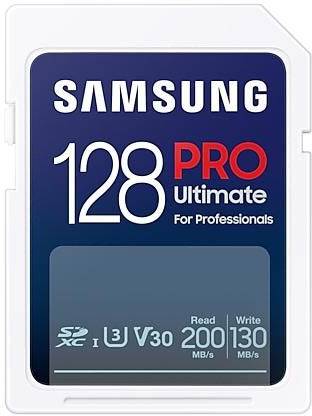 Secure Digital SDXC 128 GB Samsung PRO Ultimate, 200/130 MB/sek, Class 10, UHS-I V30, U3, A2