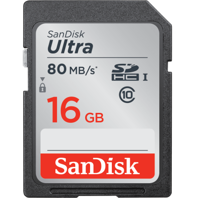 Secure Digital SDHC 16 GB Sandisk Ultra, 80 MB/sek, Class 10, UHS-I