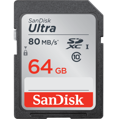 Secure Digital SDXC 64 GB Sandisk Ultra, 80 MB/sek, UHS-I
