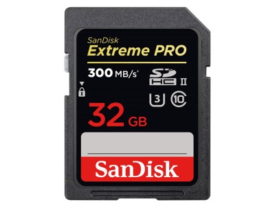 Secure Digital SDHC 32 GB Sandisk Extreme Pro, 300/260 MB/sek, Class 10, UHS-II U3