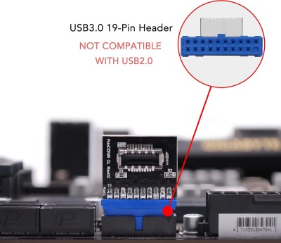 EZDIY-FAB USB 3.0 (3.1 Gen 1) Internal 19 Pin Head to USB 3.1/3.2 Type C 20 Pin A-Key Front Panel Adapter#2