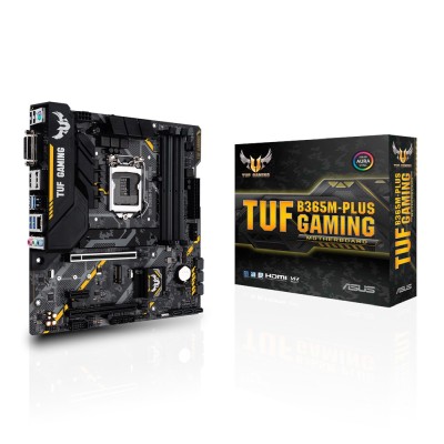 Asus TUF B365M-PLUS Gaming, Intel LGA1151, B365, 2xPCI Express, CrossFireX, ATX, DDR4, 2xM.2 + SATA3 RAID, DVI/HDMI/DP, USB 3.1 Gen.1, 7.1 audio, GigaLAN, Aura Sync