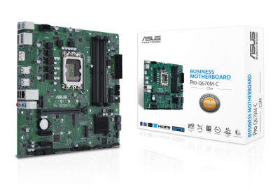 Asus PRO Q670M-C-CSM, Intel LGA1700, PCI Express, MicroATX, 4xDDR5, 2xM.2 + SATA3 RAID, HDMI/2xDP, GigaLAN, Aura Sync RGB
