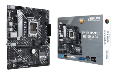 Asus Prime H610M-A D4-CSM, Intel LGA1700, PCI Express, MicroATX, 2xDDR4, M.2 + SATA3, VGA/HDMI/DP, USB 3.2, GigaLAN, Aura Sync RGB#2