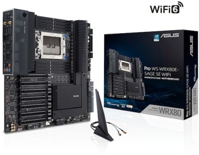 Asus Pro WS WRX80-E-Sage SE WIFI II, AMD Socket sWRX8, ATX, 8xDDR4, 7xPCI Express, 2xU.2 + 3xM.2 + SATA3 RAID, USB-C, 2x10Gbe LAN, WiFi 6E, Bluetooth 5.3