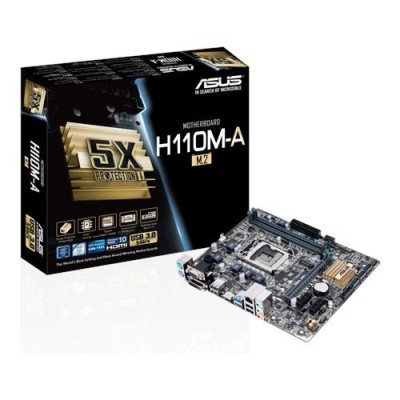 Asus H110M-A/M.2, Intel LGA1151, H110, PCI Express, microATX, DDR4, M.2 + SATA3, VGA/DVI/HDMI, USB 3.0, 7.1 audio, GigaLAN