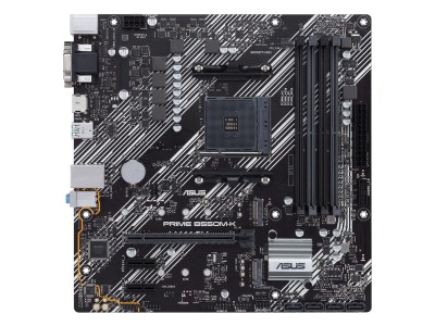 Asus PRIME B550M-K, AMD Socket AM4, B550, MicroATX, 4xDDR4, PCI Express, 2xM.2 + SATA3 RAID, VGA/DVI/HDMI, 7.1-ljud, USB 3.2 Gen.2, GigaLAN#2