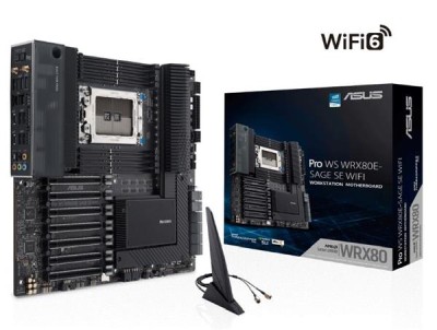 Asus PRO WS WRX80E-SAGE SE WIFI, AMD Socket sTRX4, ATX, 8xDDR4, CrossFireX, 7xPCI Express, 3xM.2 + SATA3 RAID, USB-C, 2x10Gbe LAN, WiFi 6, Bluetooth