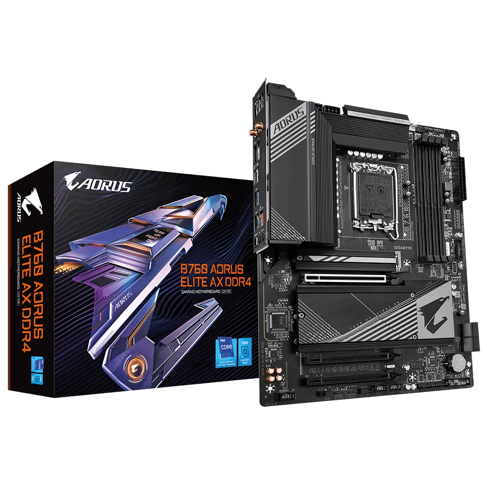 Gigabyte B760 AORUS ELITE AX DDR4, Intel LGA1700, 2xPCI Express, ATX, 4xDDR4, 3xM.2 + SATA3 RAID, HDMI/DP, USB-C, 2.5Gbe LAN, WiFi 6E, Bluetooth 5.3, RGB Fusion
