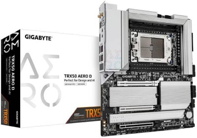 Gigabyte TRX50 AERO D, AMD Socket sTR5, E-ATX, 4xDDR5, 3xPCI Express, 4xM.2 + 8xSATA3 RAID, 2xTB4, USB-C, 10GbE+2.5GbE LAN, WiFi 7, Bluetooth 5.4