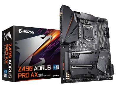 Gigabyte Z490 AORUS PRO AX, Intel LGA1200, Z490, 2xPCI Express, SLI/CrossFireX, ATX, 4xDDR4, 2xM.2 + SATA3 RAID, HDMI, USB-C, 7.1 audio, 2.5GbE LAN, WiFi 6, Bluetooth, RGB Fusion 2.0#1