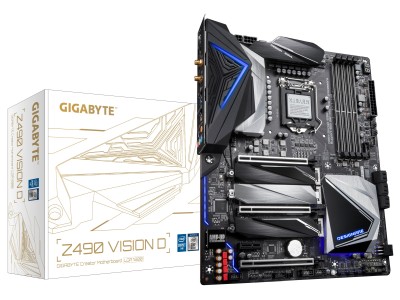 Gigabyte Z490 VISION D, Intel LGA1200, Z490, 3xPCI Express, SLI/CrossFireX, ATX, 4xDDR4, 3xM.2 + SATA3 RAID, HDMI, USB-C, Thunderbolt, 7.1 audio, 2.5GbE LAN+GigaLAN, WiFi 6, Bluetooth, RGB Fusion 2.0#1