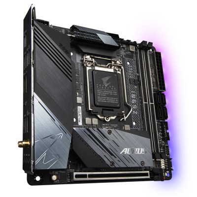 Gigabyte Z590i AORUS ULTRA, Intel LGA1200, Z590, PCI Express, Mini-ITX, 2xDDR4, 2xM.2 + SATA3 RAID, HDMI/DP, USB-C, 7.1-ljud, 2.5Gbe LAN, WiFi 6, Bluetooth, RGB Fusion 2.0