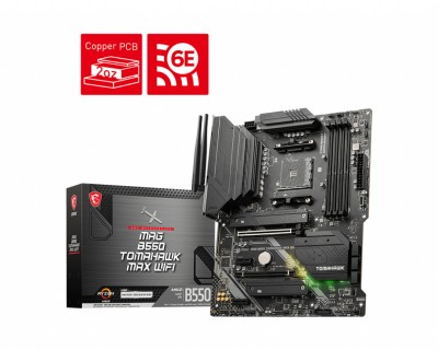 MSI MAG B550 TOMAHAWK MAX WIFI, AMD AM4, B550, 2xPCI Express, ATX, 4xDDR4, 2xM.2 + SATA3 RAID, HDMI/DP, USB-C, 2.5Gbe LAN, WiFi 6E, Bluetooth 5.2, Mystic Light RGB