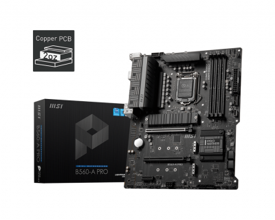 MSI B560-A PRO, Intel LGA1200, 2xPCI Express, ATX, CrossFire, 4xDDR4, 3xM.2 + SATA3, HDMI/DP, USB-C, 7.1 audio, 2.5Gbe LAN