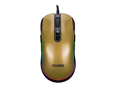 Fourze GM700 Gaming Mouse, 14400 dpi, RGB  - Svart/Guld