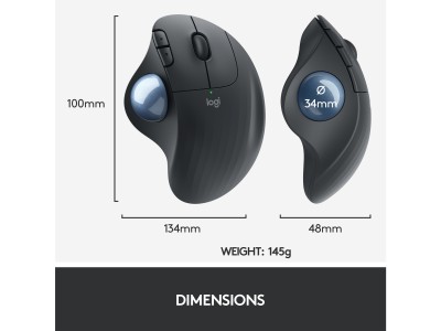 Logitech M575 Ergo Wireless Trackball, RF/Bluetooth - Grafitgrå#9