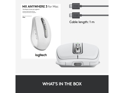 Logitech MX Anywhere 3 för Mac, 4000 dpi, Bluetooth - Ljusgrå#5