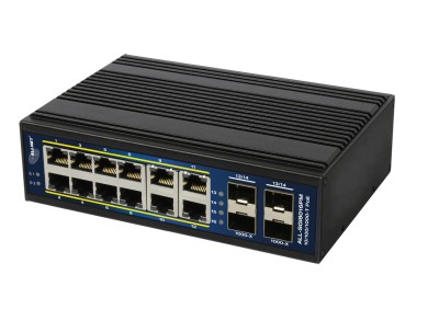 ALLNET ALL-SGI8016PM, 12xPoE+ GbE, 4xGbE, 4xSFP, fläktlös, DIN-skena, 360W PoE, Smart Layer2+