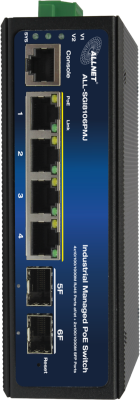 ALLNET ALL-SGI8106PMJ-BT, 4xPoE GbE, 2xSFP, fläktlös, DIN-skena, 360W PoE, Smart Layer2+#2