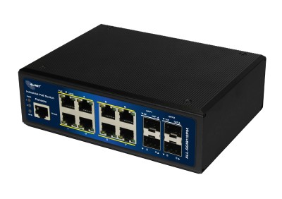 ALLNET ALL-SGI8112PMJ, 8xPoE GbE, 4xSFP, fläktlös, DIN-skena, 240W PoE, Smart Layer2+