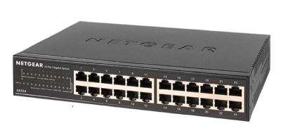 Netgear GS324v2, 24-port Gigabit, 10" rackmonterbar