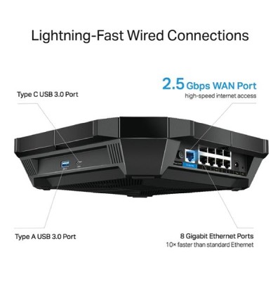 Trådlös router TP-Link Archer AX6000 Wireless AX6000, WiFi 6, 8-port switch, OneMesh, USB-C#3