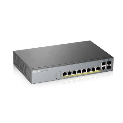 ZyXEL GS1350-12HP, 10-port Gigabit, 8xPoE (802.3af/at), 2xSFP, 130W, Nebula/Standalone, rackmonterbar