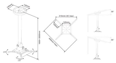 Multibrackets M Universal Projector Ceiling Mount 1600-3000 with Finetune, max 10kg#3